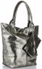 Kožené kabelka shopper bag Vittoria Gotti stříbrná V6141